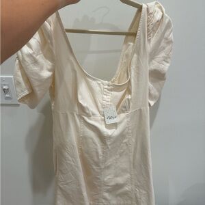 Cream Free People Puff Sleeve Dress
